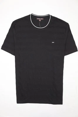 Camiseta Michael Kors Para Hombre Negra Blanca XL Cuello Redondo Jacquard Bordado Rayas Foto 1 de 4