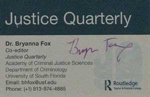CRIMINOLOGIST BRYANNA FOX SIGNED BUSINESS CARD ABC NEWS "THE LESSON IS MURDER" - Picture 1 of 1