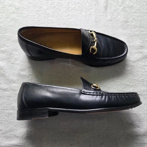 Cole Haan Ascot II Horsebit Loafers Men Size 9 M Black Leather Gold Slip On Shoe - Picture 1 of 11