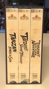 Vintage Black & White VHS Tarzan 3 Tape Box Set Watermark Weissmuller NEW Sealed - Picture 1 of 7