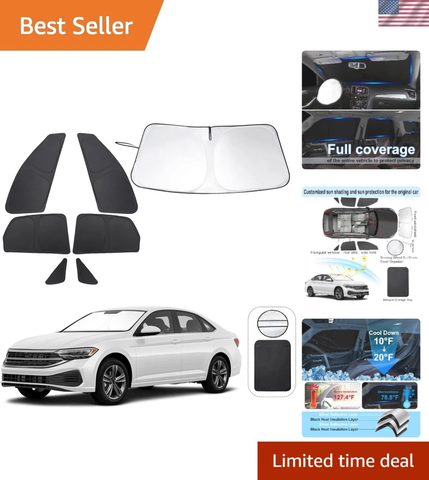 Volkswagen Jetta 2019-2025 Full Privacy Sun Shade Kit - Easy Install & Store Foto 1 de 4