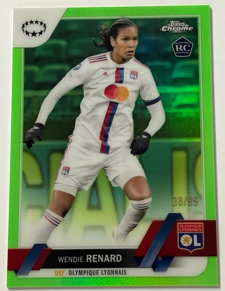 Wendie Renard 2022-23 Topps Chrome UEFA Women’s NEON GREEN PRISM /99 #91 RC - Image 1 of 2