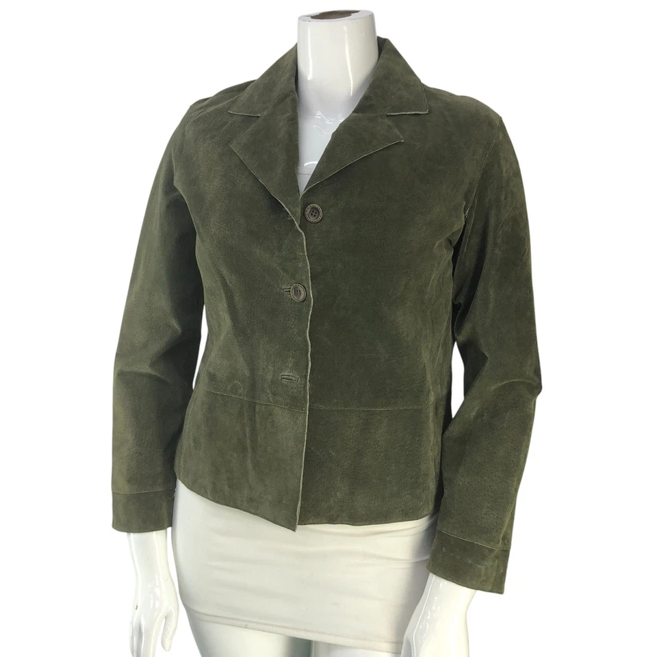 Chicos Mujer Talla 1 EE. UU. 8 Chaqueta Camisa Cazadora Cuero Verde  Foto 1 de 4