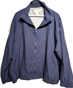 Norm Thompson Jacket Mens 3X Blue Windbreaker Jersey Lined Full Zip Waistband - Picture 1 of 16