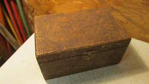 Antique Pyrography Floral Box - Picture 1 of 2