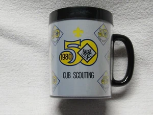 VINTAGE 1980 50TH ANNIVERSARY CUB SCOUT THERMO SERV MUG CUP BSA BOY SCOUT MU - Picture 1 of 8