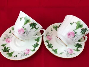 DUCHESS Fine Bone China 2 Tea Cups & Saucers Set Made in England Rose - Picture 1 of 12