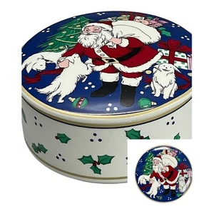 Vintage Mikasa Santa's Season Hunde Runde Schmuckschatulle Süßigkeitenschale 4,5" Hergestellt in Japan - Bild 1 von 9