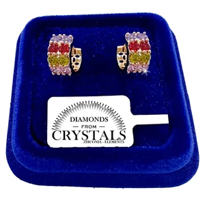 Pendientes 14/6 Pl. Oro Amarillo 18K Con Cristales De Circonio Hombre Mujer 04/9 - Imagen 1 de 4