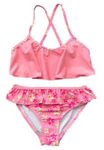 Kinder Mädchen Bikini Rosa Blumen Gr. 128 - Picture 1 of 1