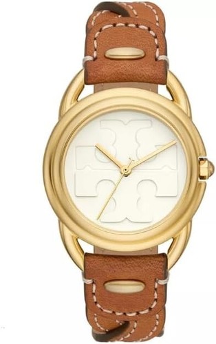 Orologio Tory Burch donna The Miller cinturino pelle intrecciato marrone 32 mm TBW7216 nuovo