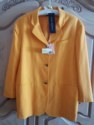 Chaqueta/Ablazer TANGERINE VINTAGE NUEVO CON ETIQUETAS $325~ ANNE KLEIN II~100 % SEDA PARA MUJER TALLA 12  Foto 1 de 4