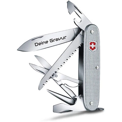 Victorinox Taschenmesser Farmer X Alox silver personalisiert mit Namen 0.8271.26