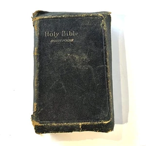 Vintage 1901 Bible Leather Revised Psalter With Color Maps From Belfast - Foto 1 di 6