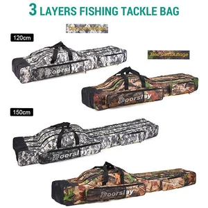 Doorslay 3 Layers Fishing Bag Portable Folding Fishing Rod Reel Bag Carry U5O9 - Picture 1 of 10