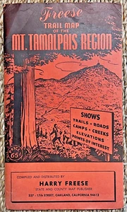Vintage 1963 Freese Trail Map of MT. TAMALPAIS REGION Marin County California - Picture 1 of 2