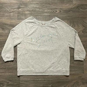 Victoria’s Secret Large Silver Sequin Light Grey Sweatshirt Cozy Soft Pajamas - Picture 1 of 8