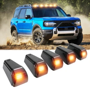 For Ford Bronco SUV Powered Wireless Solar Roof LED Cab Marker Lights Amber 5pcs - Foto 1 di 12