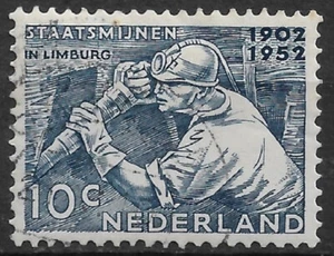 Netherlands 1952, Coal Mining & Chemical Industry, Sc # 331, VF Cancelled - Picture 1 of 1