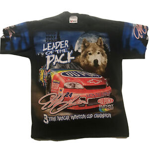 Vtg  1998 Jeff Gordon Leader of the Pack All Over Print Single Stitch T-Shirt XL