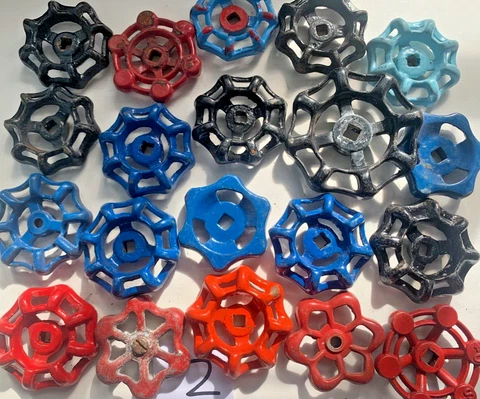 vtg water faucet knob VALVES handle Steampunk red blue black arts crafts antique Cover