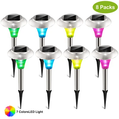 SOLAREK 8 Pcs Solar Path Lights Outdoor Color Changing Garden Lights Landscape Lighting