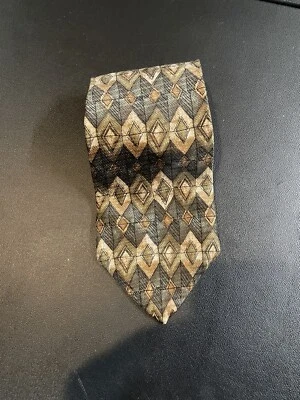 Corbata de seda Albert Nipon patrón geométrico abstracto vintage T6 Foto 1 de 4