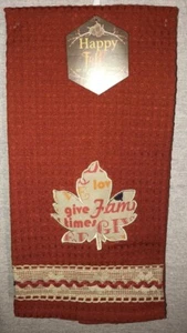 Happy Fall Burnt Orange & Fall Colored Set of 3 Kitchen Towels - Picture 1 of 4