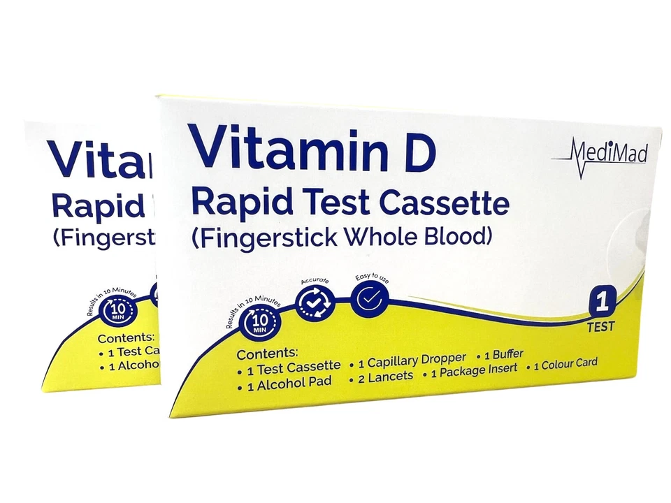 MEDIMAD 2 x Vitamin D Test Kit Self-Testing Use Blood Tests Vit D Levels in 10 minutes
