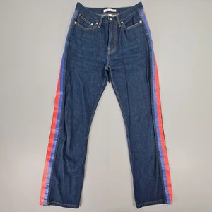 Calvin Klein Damen Jeans Blau W28 L30 Seitenstreifen Straight Leg High Rise Denim - Bild 1 von 12