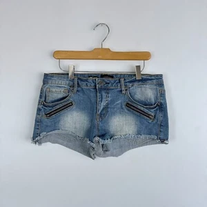 Vintage Y2k Zipper Denim Mini Shorts Hot Pants Rampage Grunge Indie - Picture 1 of 4