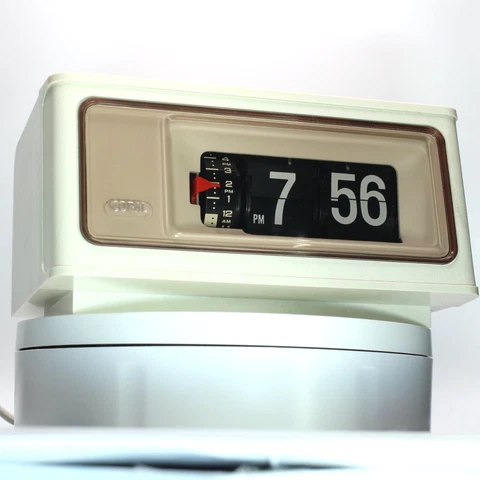 Copal Flip Clock Alarm RP-160 White Space Age 1970s With Box  #794 Cover