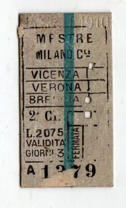 BIGLIETTO TICKET EDMONSON MESTRE MILANO CENTRALE A/R 2° CLASSE 18-10-1902 - Picture 1 of 2