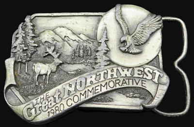 The Great Northwest 1980 conmemorativo Siskiyou angustiado vintage hebilla de cinturón Foto 1 de 4