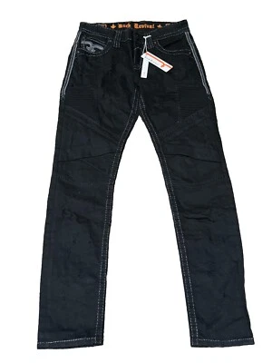 Rock Revival Barron Biker Stretch Distressed Denim Jeans Black Men’s Size 29 - Image 1 of 4