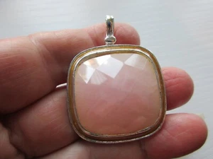 VINTAGE RETRO LARGE SILVER TONE AMETHYST GLASS CAB MODERNIST PENDANT NECKLACE UK - Picture 1 of 4