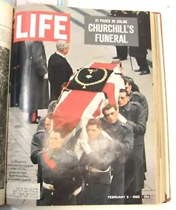 JAN-FEB 1965 BOUND LIFE MAGAZINE 8 ISSUE INAUGURATION CHURCHILLS FUNERAL POP ART - Picture 1 of 10