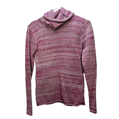 COLUMBIA 高领毛衣女式小号紫色条纹长袖步行上衣 — 第 1/4 张图片