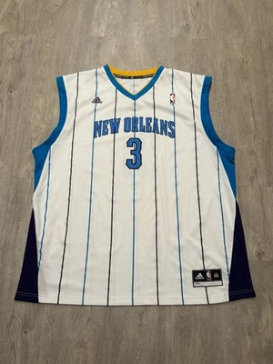 Vintage Adidas Chris Paul New Orleans Hornets Mens 2XL NBA Team JERSEY Striped - Image 1 of 4