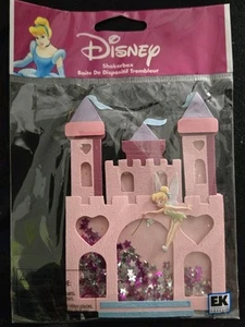 DISNEY Princess CASTLE SHAKER BOX Sticker 3D Tinkerbell Fairy w/confetti - Picture 1 of 1