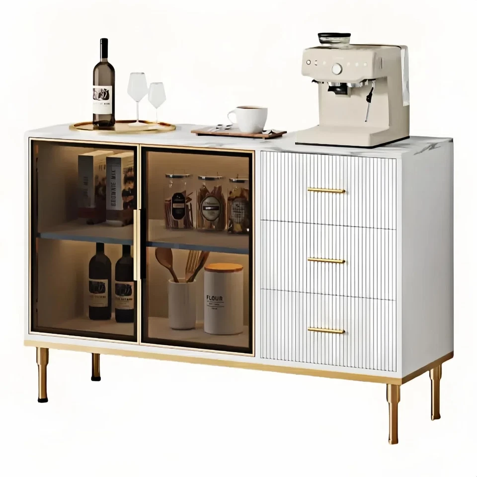 GAOMON Buffet Sideboard Cabinet with Storage 46.4" Large Fluted Kitchen Side...