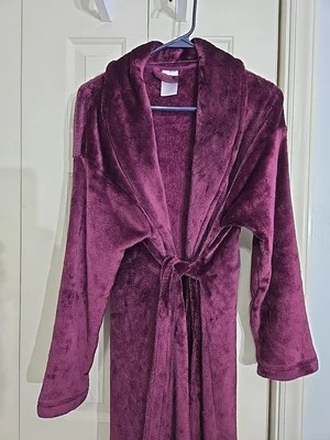 Secret Treasures Dark Purple Velour Like Robe XL Soft Fluff Warm Cuddly 42" Long - Image 1 of 4