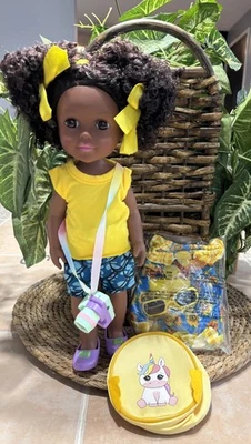New 14" African American Baby Doll Change of Clothes Backpack Sunglasses Camera - Image 1 of 4