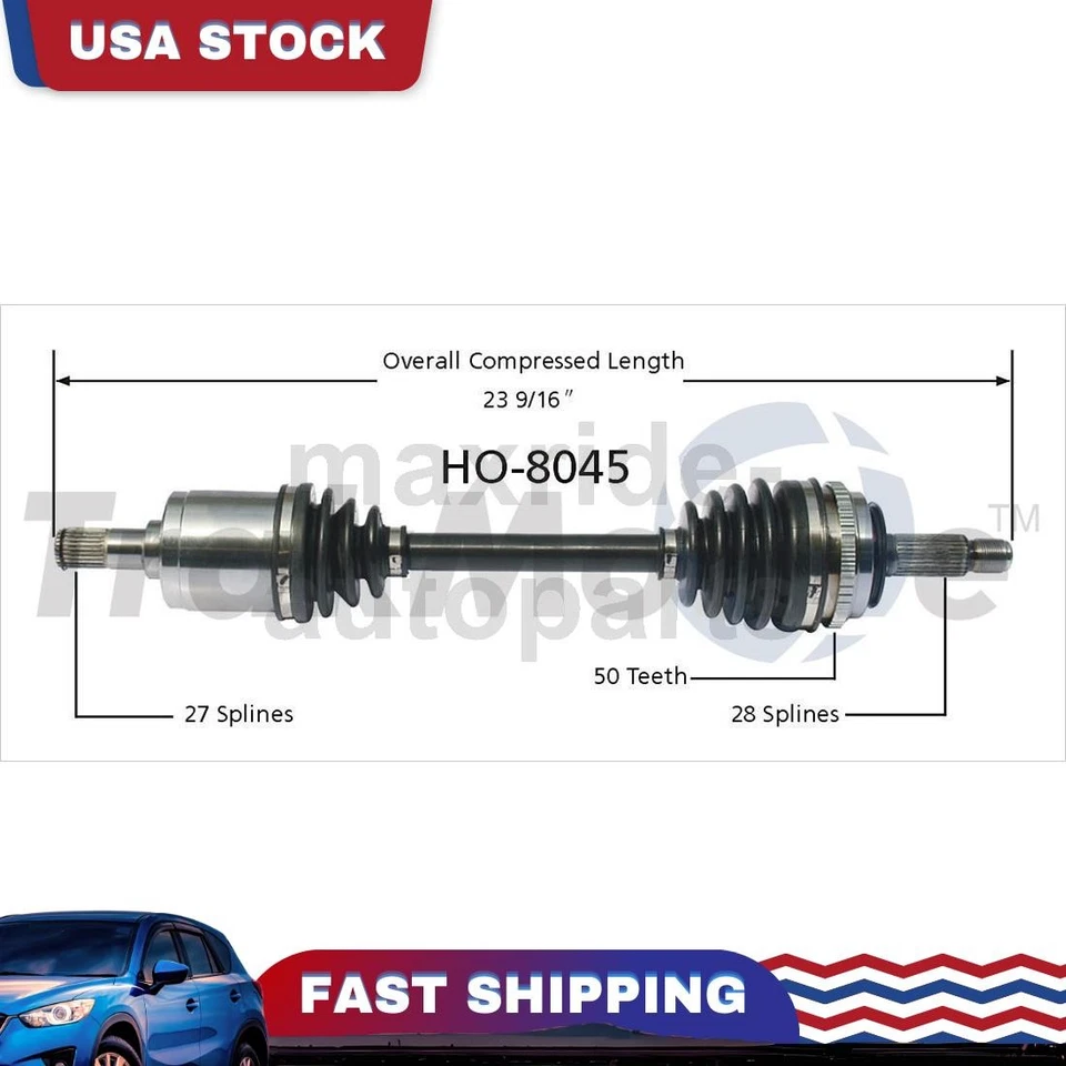 Eje delantero derecho TrakMotive CV para Honda Accord 1990 1991 1992 1993 Foto 1 de 1