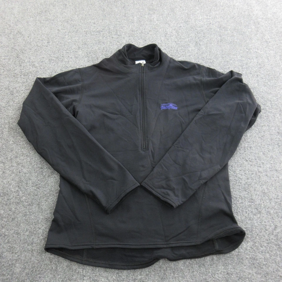Pullover Patagonia Mujer Mediano Negro Cuarto Cremallera Hecho en EE. UU. Elástico Correr Foto 1 de 4