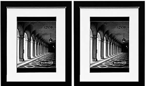 Juego de 2 marcos de fotos Studio 500 negros de 12x16" con tapete para una foto de 8x12" - Imagen 1 de 4