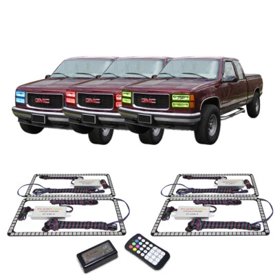 Kit de halo de faros ojo de ángel multicolor RGB para GMC C1500 88-98 Foto 1 de 4