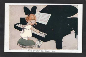 Postcard Comic artist Mabel Lucie Attwell piano The Stuff posted 1922 - Picture 1 of 2