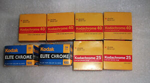 8 VINTAGE ROLLS OF KODAK FILM - EXPIRED - ELITE CHROME - KODACHROME 25 & 40
