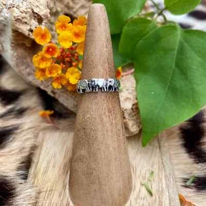 Marching Elephants Sterling Silver Toe Ring Midi Ring - Picture 1 of 4